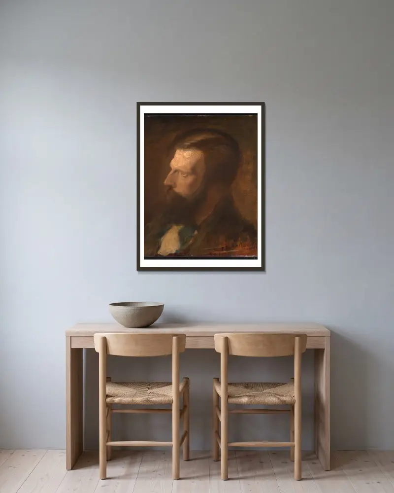 Porträt eines Mannes von Pierre Puvis de Chavannes gerahmt an einer Wand