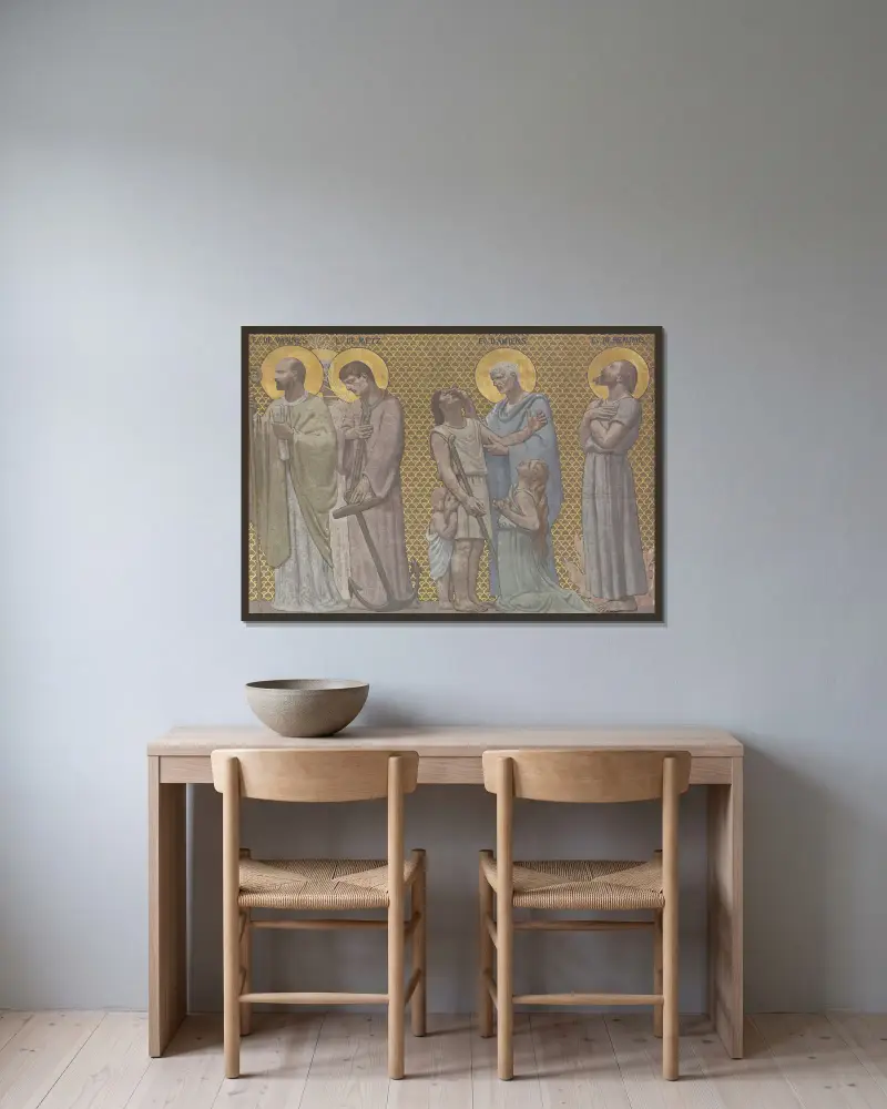 Prozession der heiligen Märtyrer 2 von Pierre Puvis de Chavannes gerahmt an einer Wand