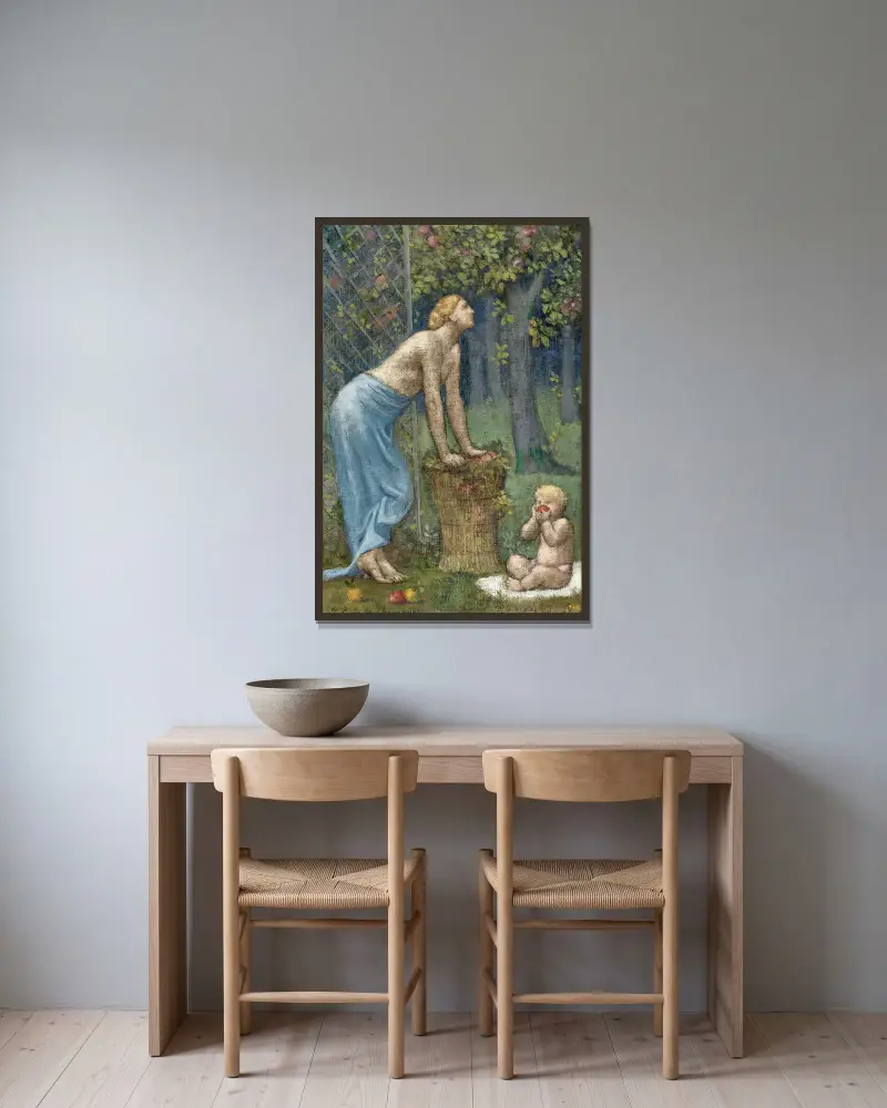 Recolte des Pommes av Pierre Puvis de Chavannes inramad på en vägg