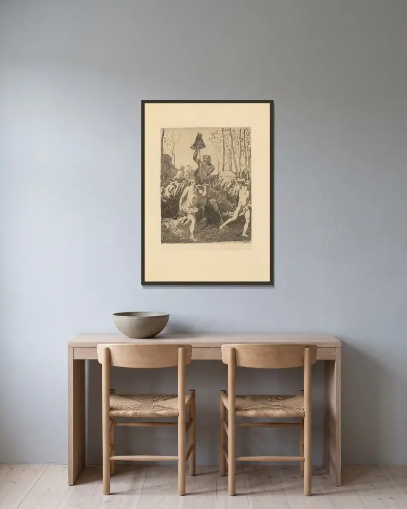 Rückkehr von der Jagd von Pierre Puvis de Chavannes gerahmt an einer Wand