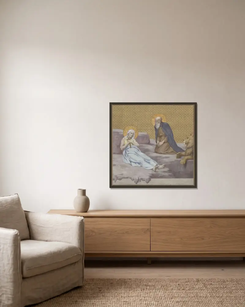 Der heilige Hieronymus von Pierre Puvis de Chavannes gerahmt an einer Wand