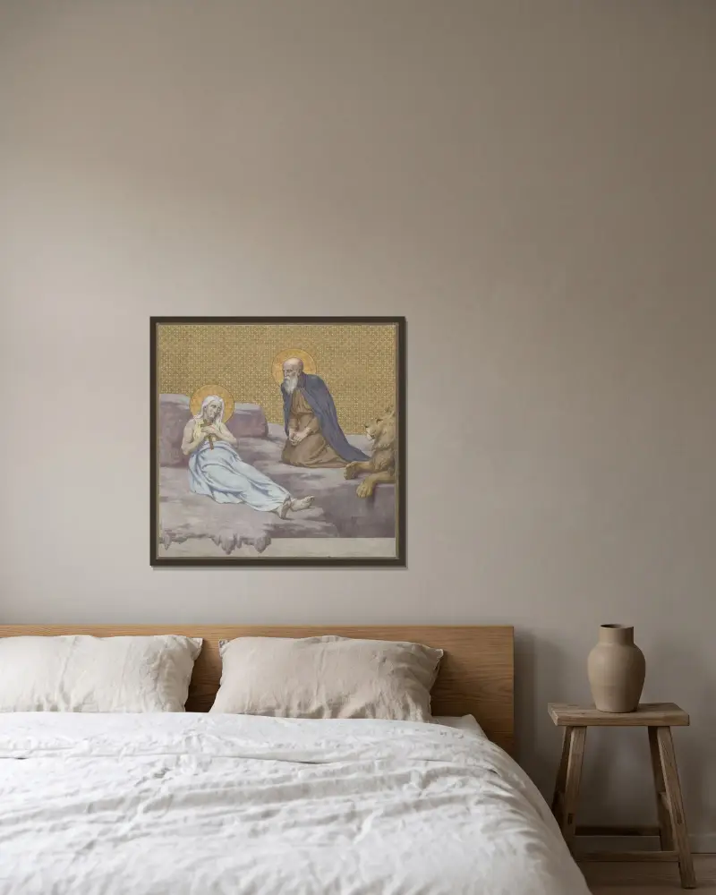 Der heilige Hieronymus von Pierre Puvis de Chavannes gerahmt an einer Wand