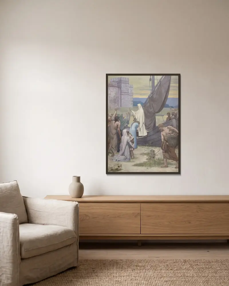 Die heilige Genoveva versorgt das belagerte Paris, 1889 – Nr. 1 von Pierre Puvis de Chavannes gerahmt an einer Wand