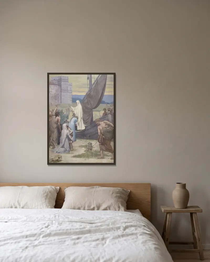 Die heilige Genoveva versorgt das belagerte Paris, 1889 – Nr. 1 von Pierre Puvis de Chavannes gerahmt an einer Wand