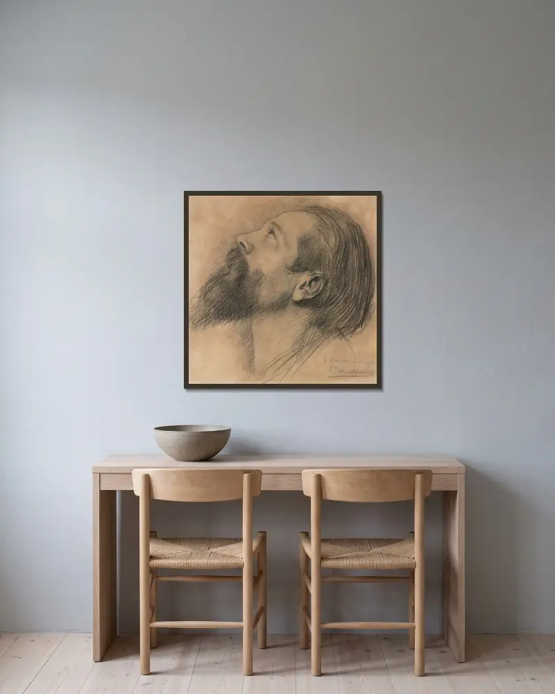 Study for the Frieze of Sainte Geneviève av Pierre Puvis de Chavannes inramad på en vägg
