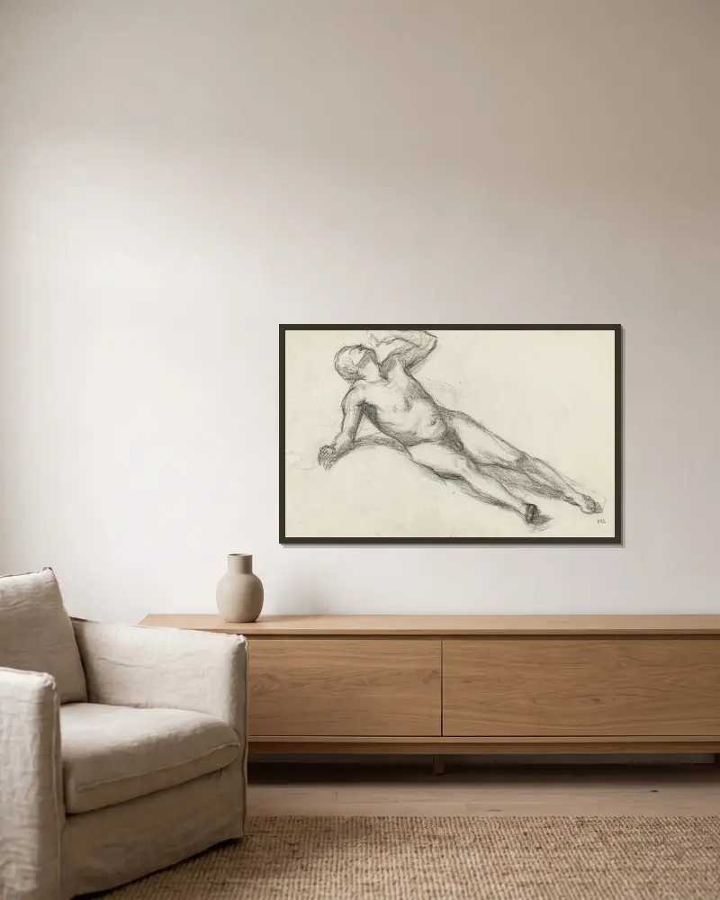 Studie k dílu Válka, Pierre Puvis de Chavannes v rámu na stěně