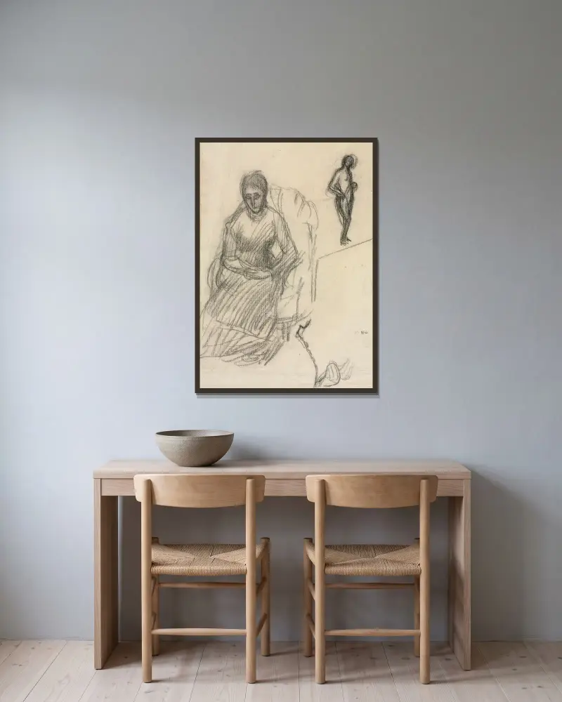 Study of Madame Marie Cantacuzène; Study of Standing Female Nude av Pierre Puvis de Chavannes inramad på en vägg
