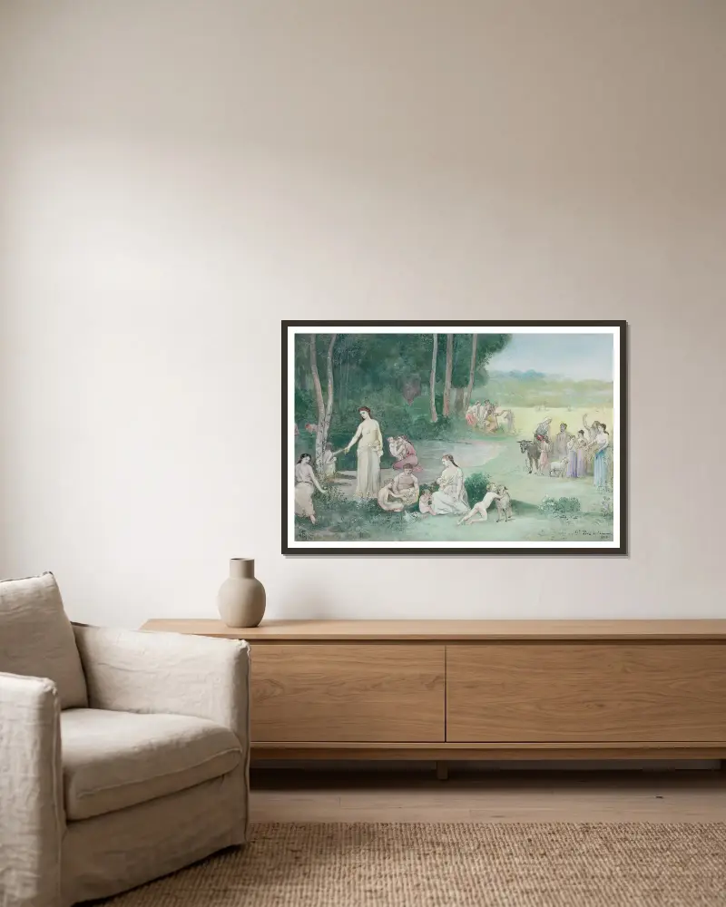 Der Sommer, 1873 von Pierre Puvis de Chavannes gerahmt an einer Wand