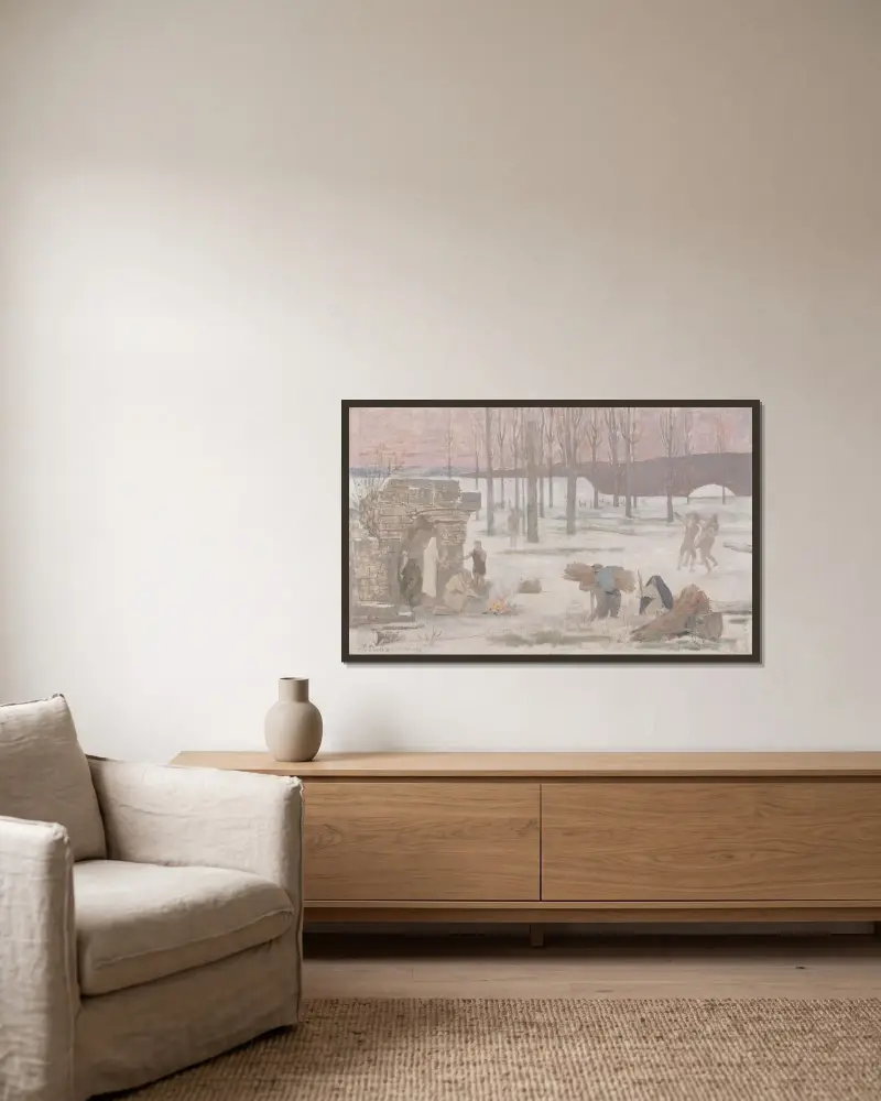 Vinter av Pierre Puvis de Chavannes inramad på en vägg