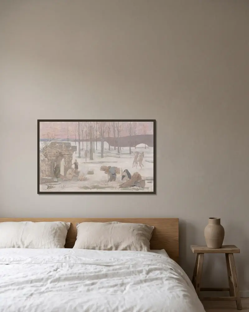 Vinter av Pierre Puvis de Chavannes inramad på en vägg