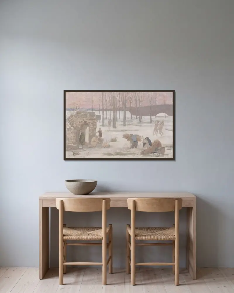 Vinter av Pierre Puvis de Chavannes inramad på en vägg