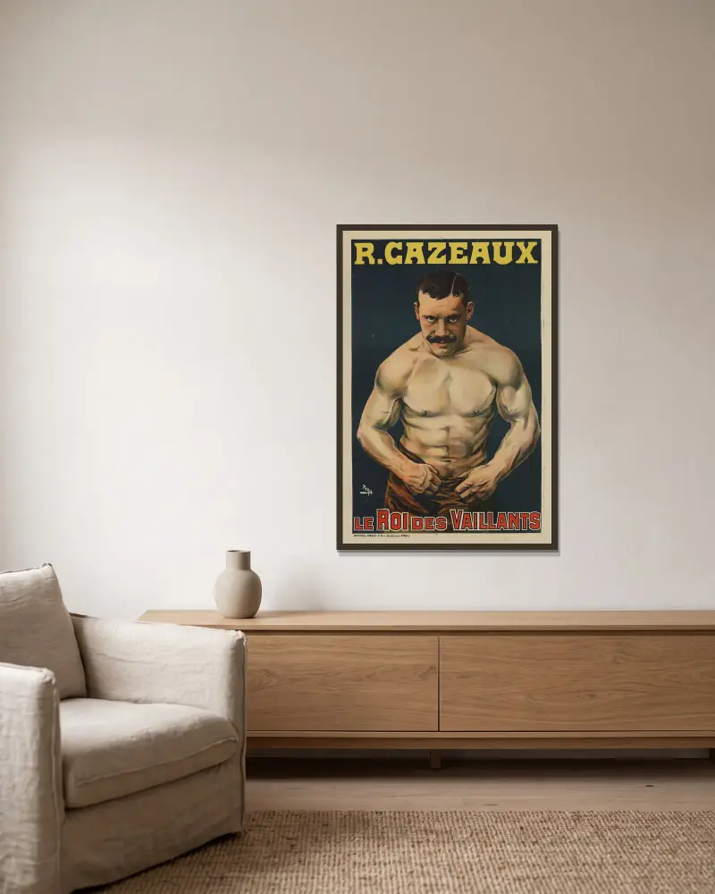 R. Cazeaux, der König der Tapferen von Cândido de Faria gerahmt an einer Wand