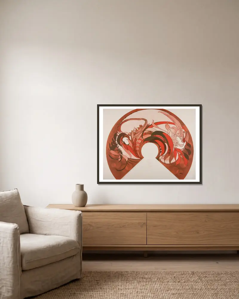 Lampenschirm von Georges de Feure gerahmt an einer Wand
