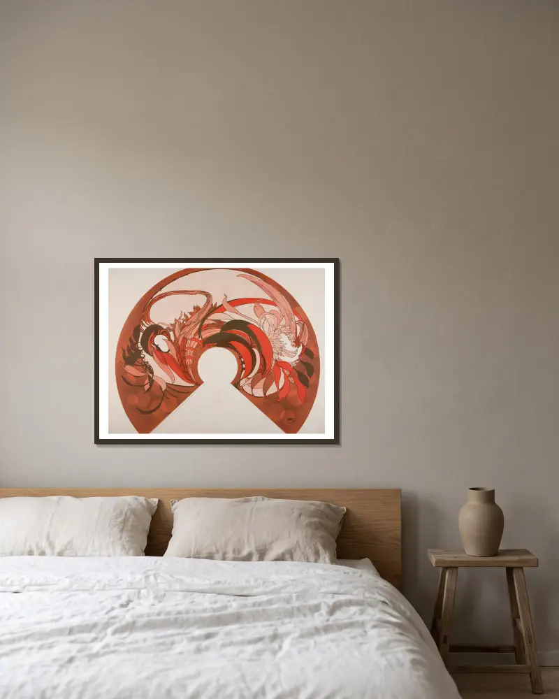 Lampenschirm von Georges de Feure gerahmt an einer Wand