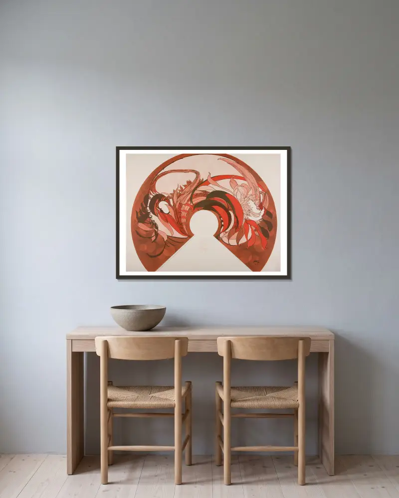 Lampenschirm von Georges de Feure gerahmt an einer Wand