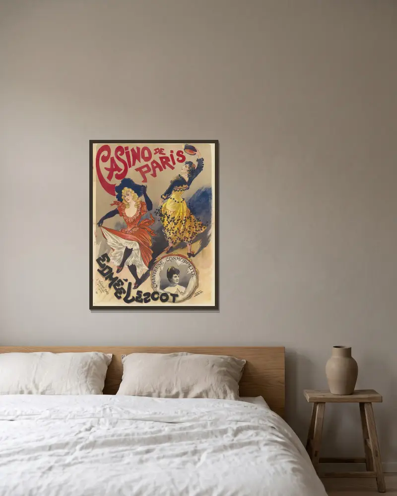 Casino de Paris. Edmée Lescot chanteuse cosmopolite av Georges de Feure inramad på en vägg