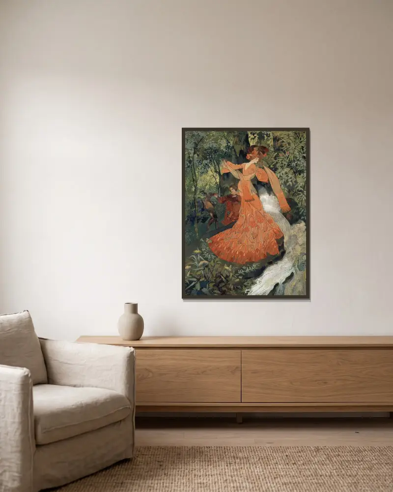Elegante Pres D’une Source av Georges de Feure inramad på en vägg