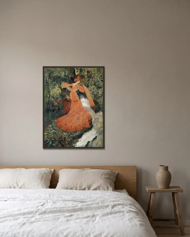 Elegante Pres D’une Source av Georges de Feure inramad på en vägg