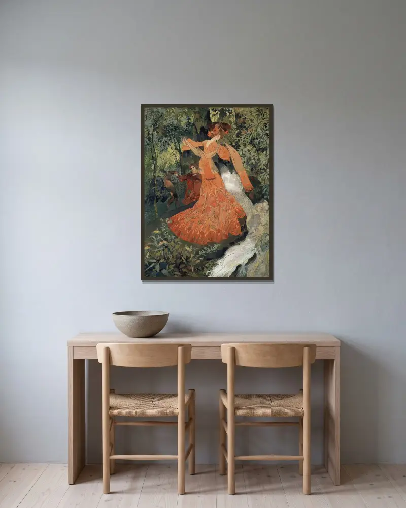 Elegante Pres D’une Source av Georges de Feure inramad på en vägg