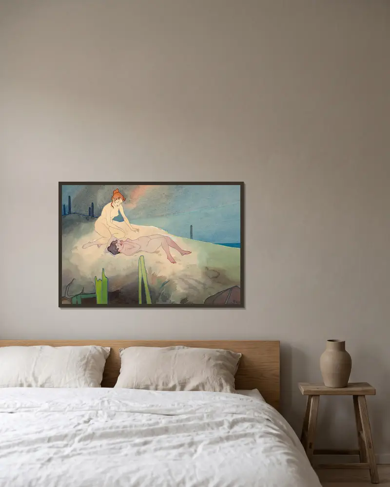 V písečné duně, Georges de Feure v rámu na stěně