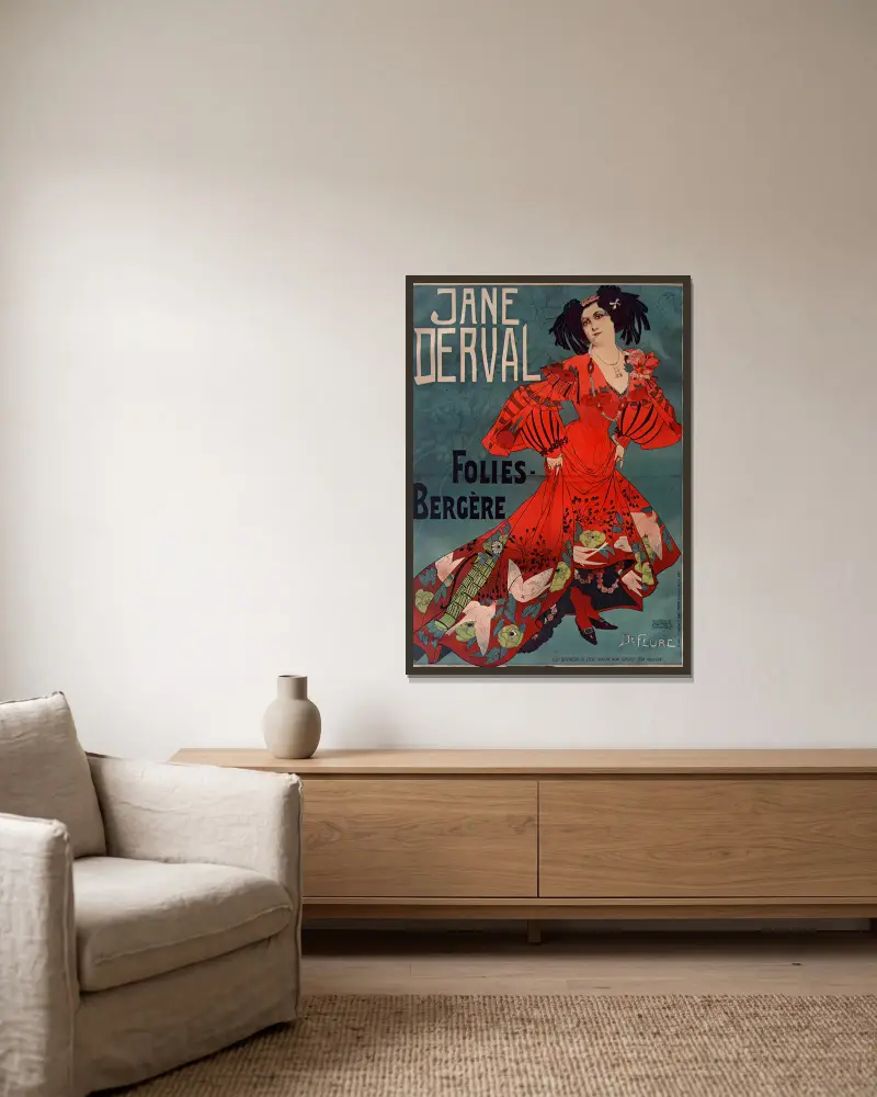 Jane Derval von Georges de Feure gerahmt an einer Wand