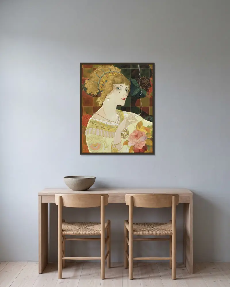 Rökaren av Georges de Feure inramad på en vägg