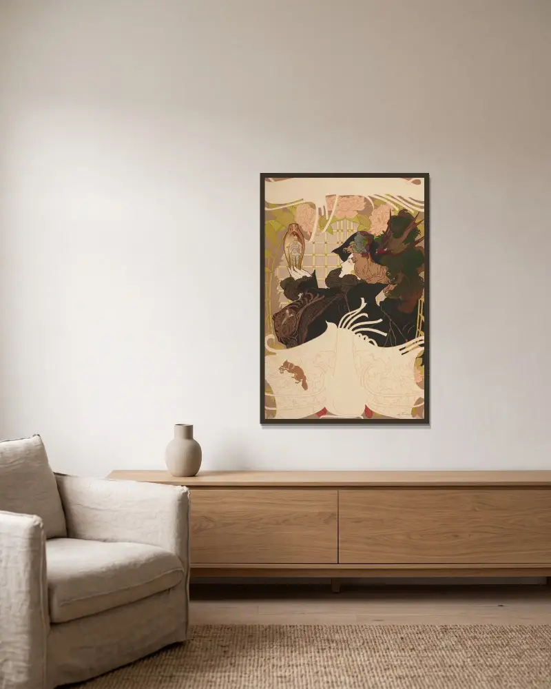 Le Journal des Ventes av Georges de Feure inramad på en vägg