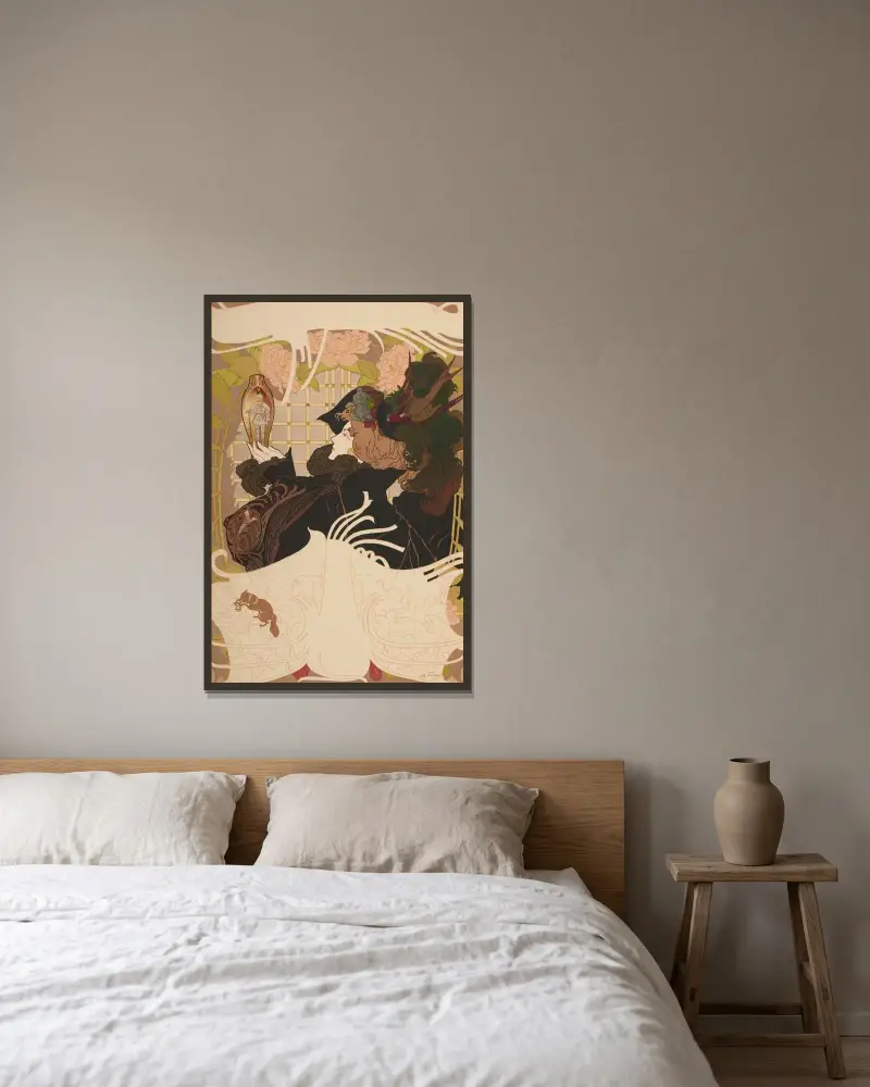 Le Journal des Ventes av Georges de Feure inramad på en vägg