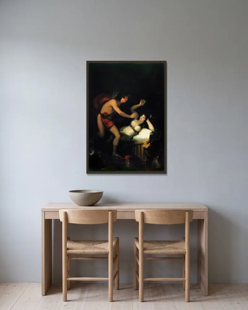 Allegory of Love, Cupid and Psyche av Francisco de Goya inramad på en vägg