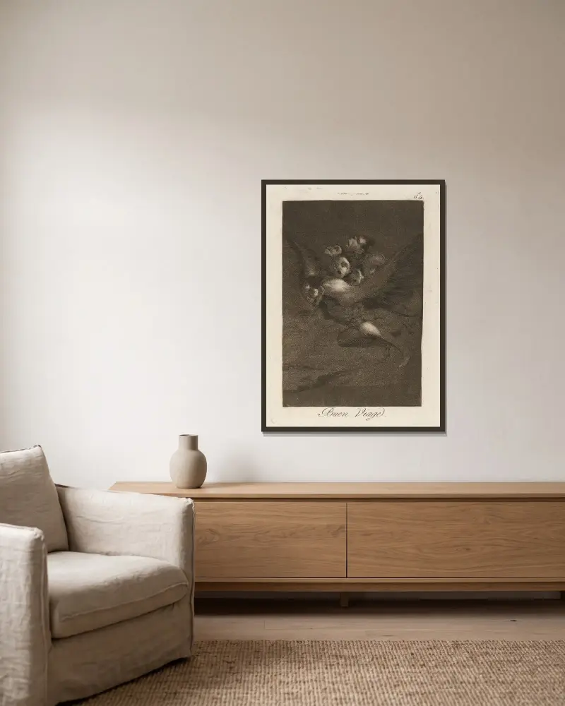 Buen Viaje von Francisco de Goya gerahmt an einer Wand