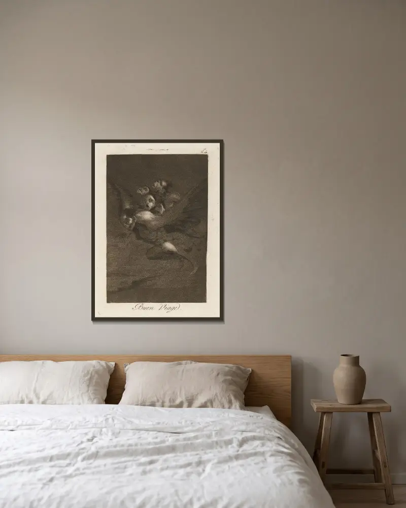 Buen Viaje von Francisco de Goya gerahmt an einer Wand