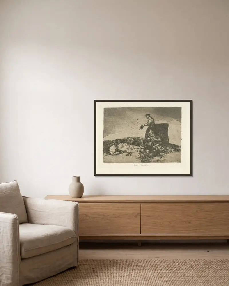 Krutá škoda!, Francisco de Goya v rámu na stěně