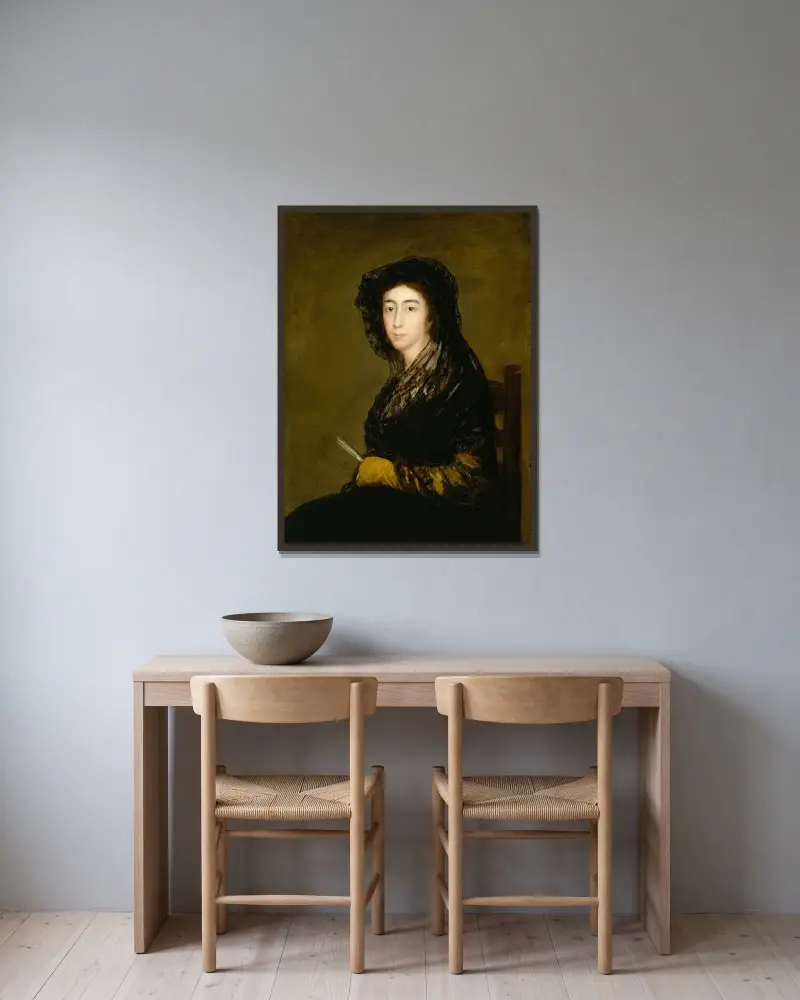 Dona Amalia Bonells de Costa av Francisco de Goya inramad på en vägg