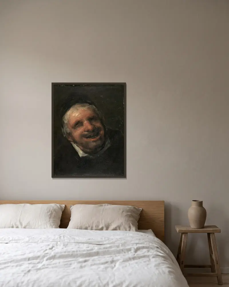 El tío Paquete av Francisco de Goya inramad på en vägg