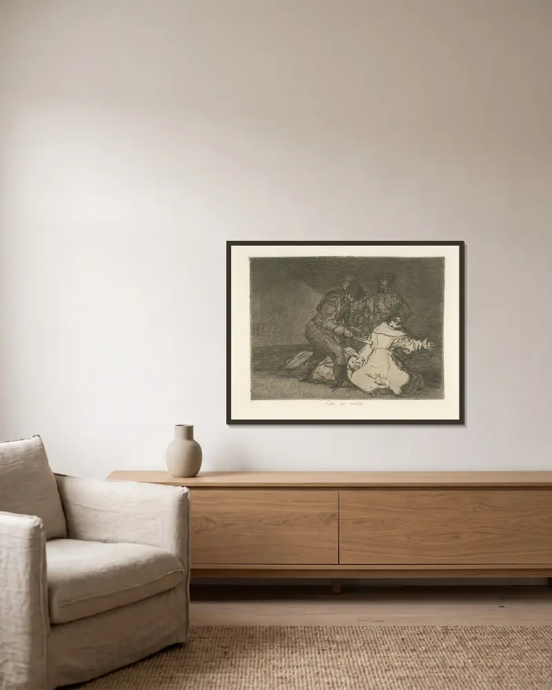 Das ist schlecht von Francisco de Goya gerahmt an einer Wand