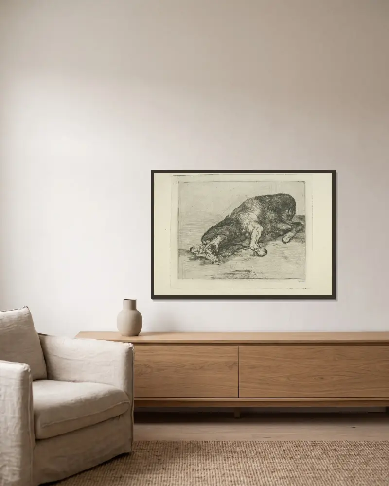 Fiero monstruo von Francisco de Goya gerahmt an einer Wand
