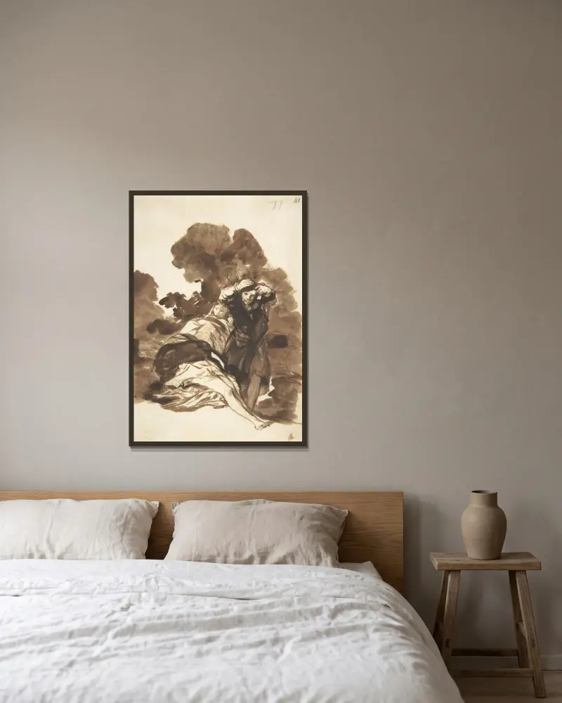 Postavy probouzející se ze spánku, Francisco de Goya v rámu na stěně
