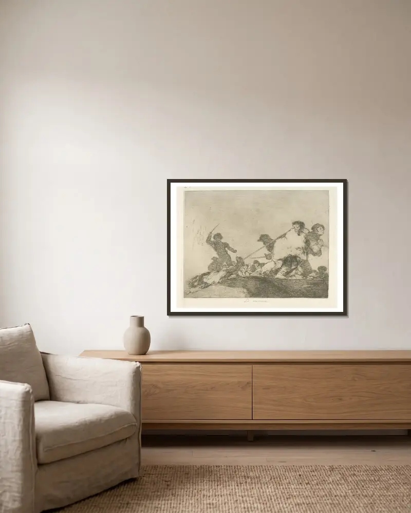 Sie hat es verdient von Francisco de Goya gerahmt an einer Wand