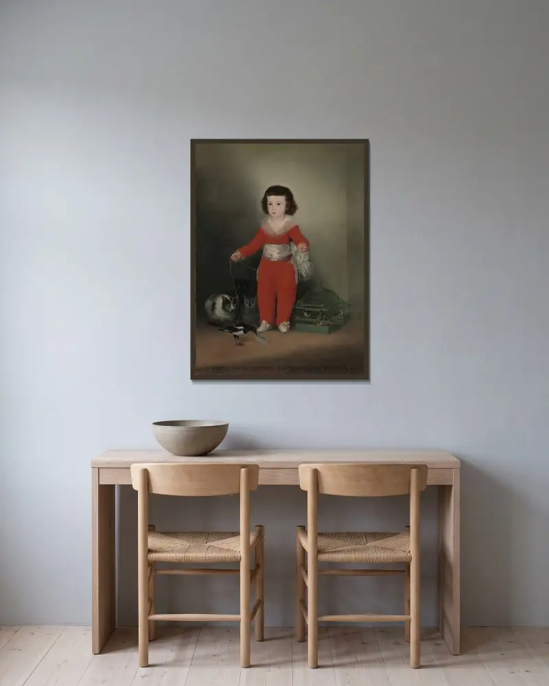Manuel Osorio Manrique de Zuñiga (1784–1792) av Francisco de Goya inramad på en vägg