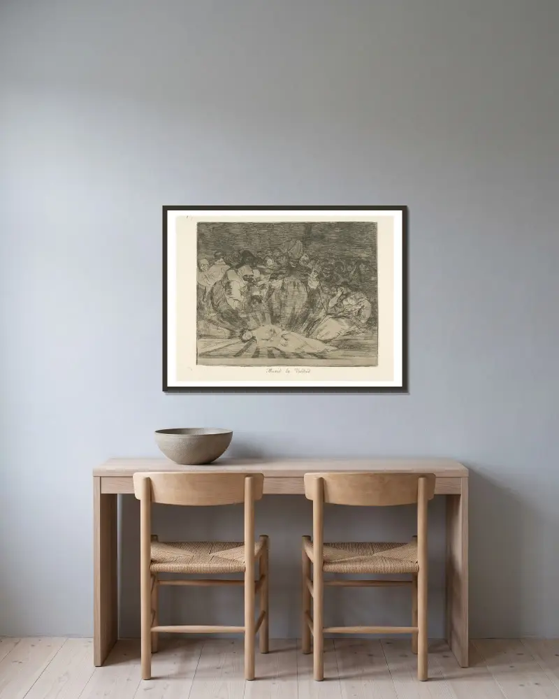 Murió la Verdad von Francisco de Goya gerahmt an einer Wand