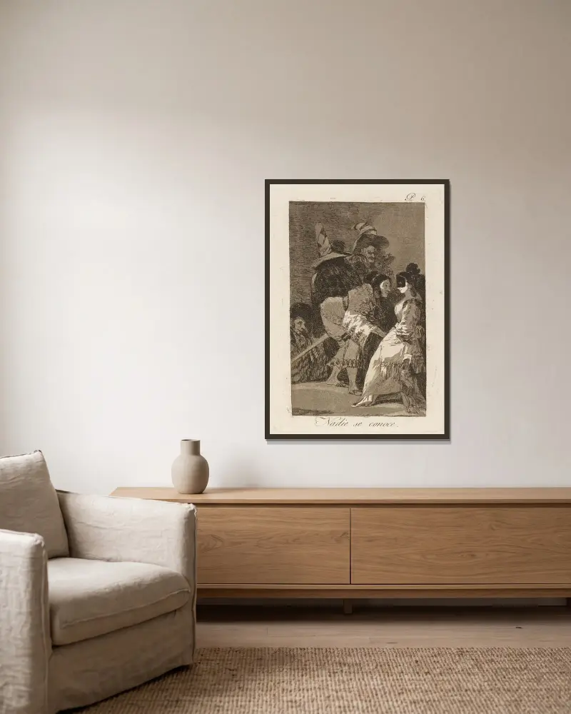 Nadie se conoce. (Niemand kennt sich selbst.) von Francisco de Goya gerahmt an einer Wand