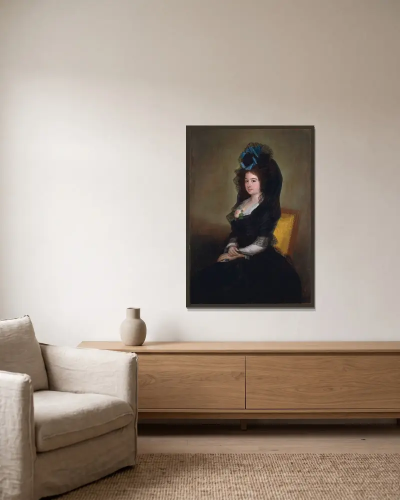 Narcisa Barañana de Goicoechea av Francisco de Goya inramad på en vägg