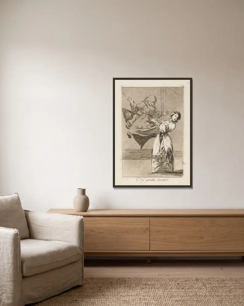Schrei nicht, du Törin von Francisco de Goya gerahmt an einer Wand