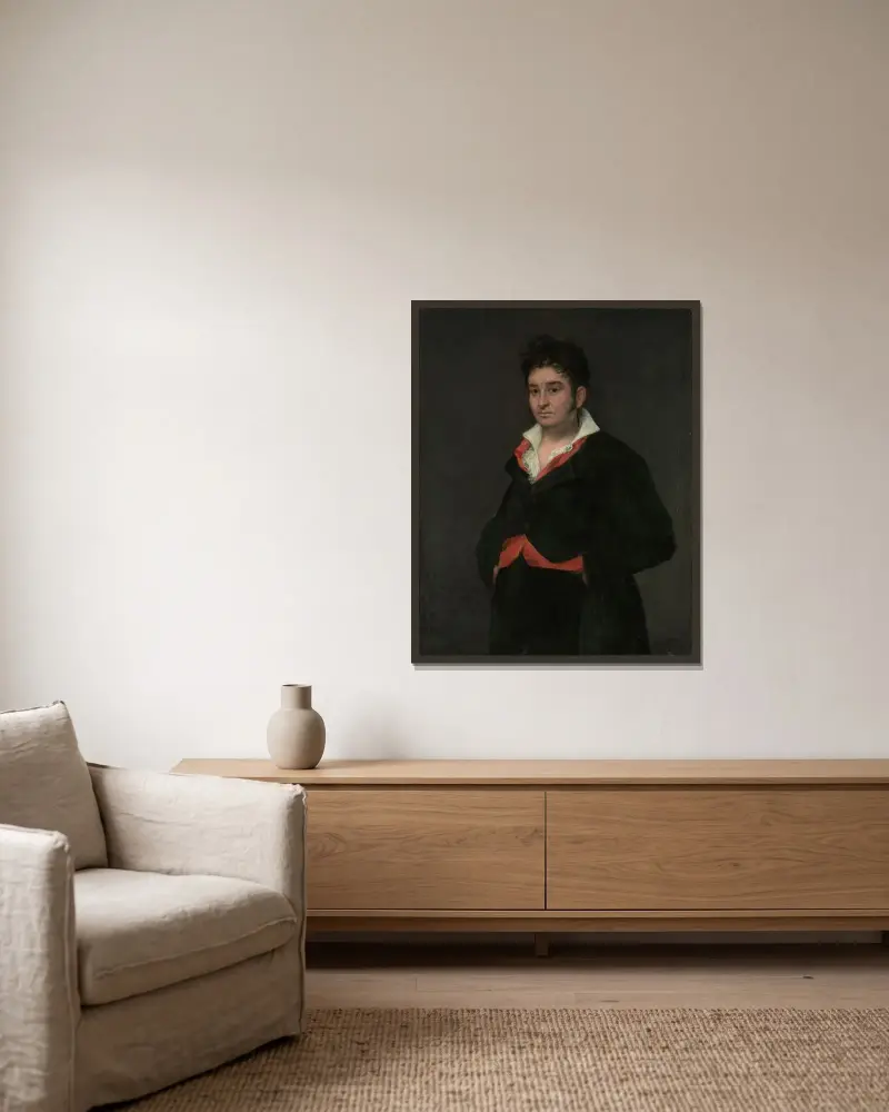 Portrait of Don Ramón Satué av Francisco de Goya inramad på en vägg