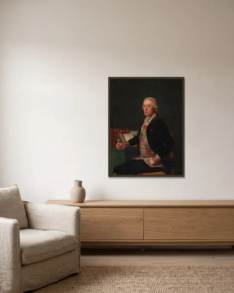 Porträtt av Félix Colón de Larriátegui av Francisco de Goya inramad på en vägg