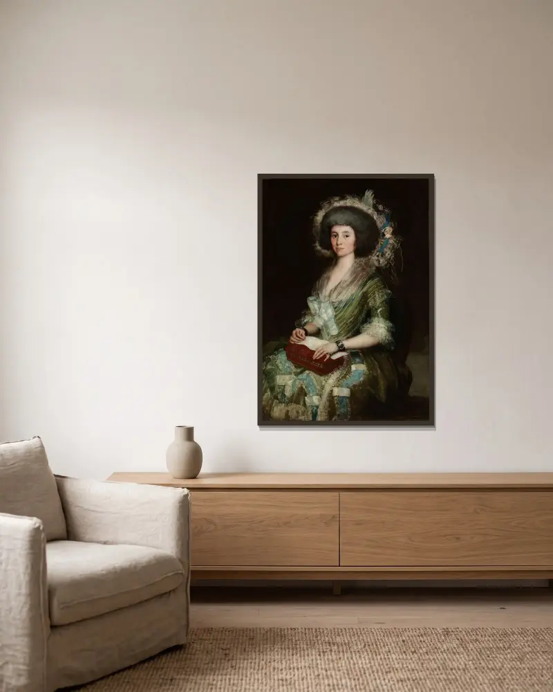 Portrait of Senora Ceán Bermudez av Francisco de Goya inramad på en vägg