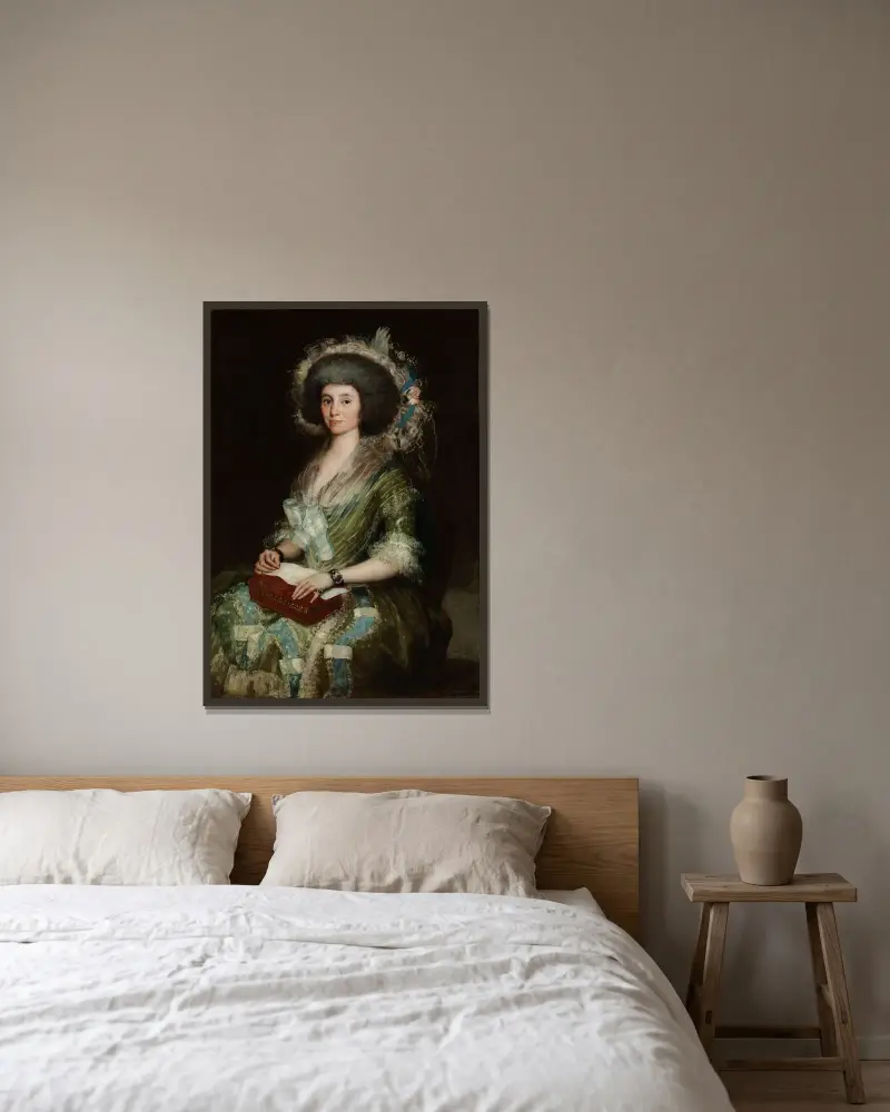 Portrait of Senora Ceán Bermudez av Francisco de Goya inramad på en vägg