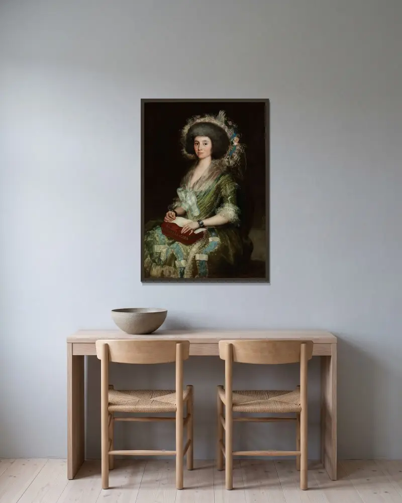Portrait of Senora Ceán Bermudez av Francisco de Goya inramad på en vägg