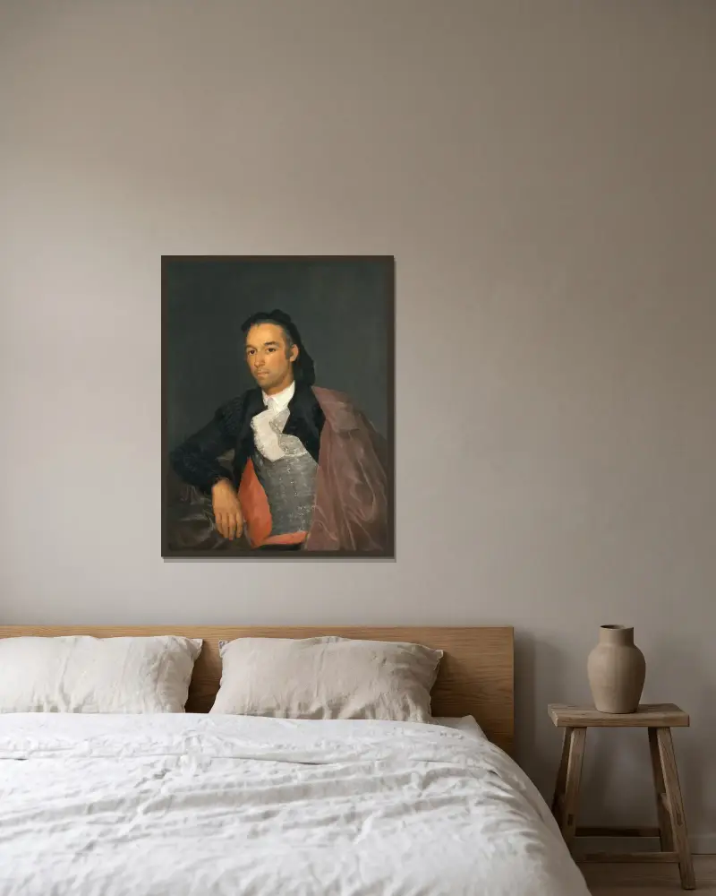 Portrait of the Matador Pedro Romero av Francisco de Goya inramad på en vägg