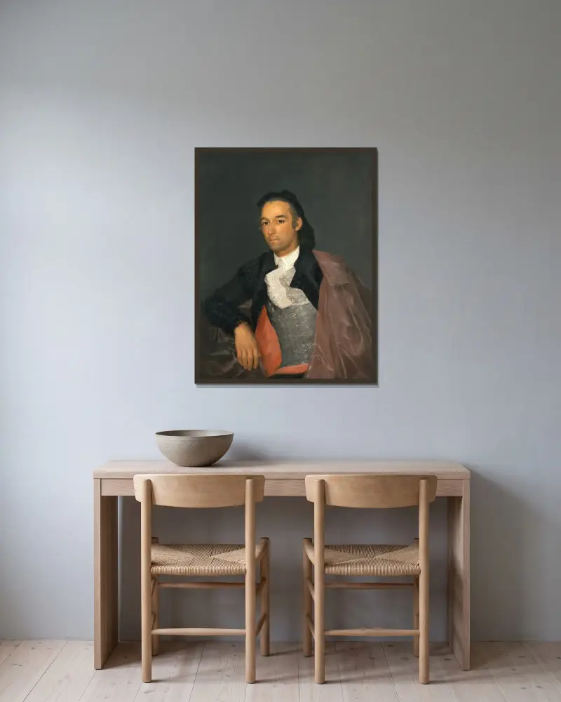 Portrait of the Matador Pedro Romero av Francisco de Goya inramad på en vägg